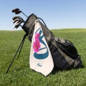 Serviette De Golf Fleurs de Zinnia Monogramme Initiale B Personnalis (Vert)