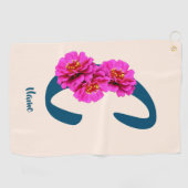 Serviette De Golf Fleurs de Zinnia Monogramme Initiale C Personnalis (Horizontal)