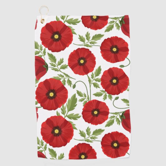 Serviette De Golf Fleurs d'été joyeuses floraison de pavot (Devant)