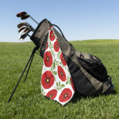 Serviette De Golf Fleurs d'été joyeuses floraison de pavot (Vert)