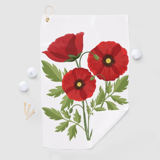 Serviette De Golf Fleurs d'été joyeuses floraison de pavot (En situation)