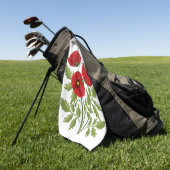 Serviette De Golf Fleurs d'été joyeuses floraison de pavot (Vert)