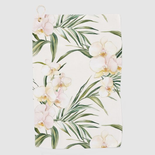 Serviette De Golf Fleurs d'orchidée blanche tropicale   (Devant)
