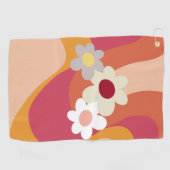 Serviette De Golf Fleurs et vagues de style rétro (Horizontal)