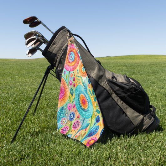 Serviette De Golf Fleurs Fantaisistes (Vert)