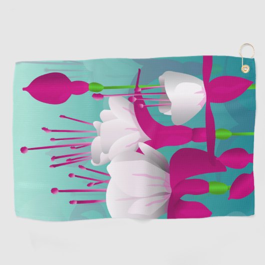 Serviette De Golf Fleurs Fuchsia (Horizontal)