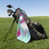 Serviette De Golf Fleurs Fuchsia (Vert)