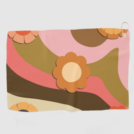 Serviette De Golf Fleurs hippie rétro (Horizontal)
