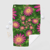 Serviette De Golf Fleurs Imaginaires roses Art Fractal Abstrait mode (En situation)