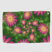 Serviette De Golf Fleurs Imaginaires roses Art Fractal Abstrait mode (Horizontal)
