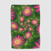 Serviette De Golf Fleurs Imaginaires roses Art Fractal Abstrait mode (Devant)