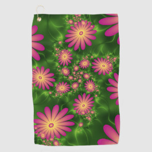 Serviette De Golf Fleurs Imaginaires roses Art Fractal Abstrait mode