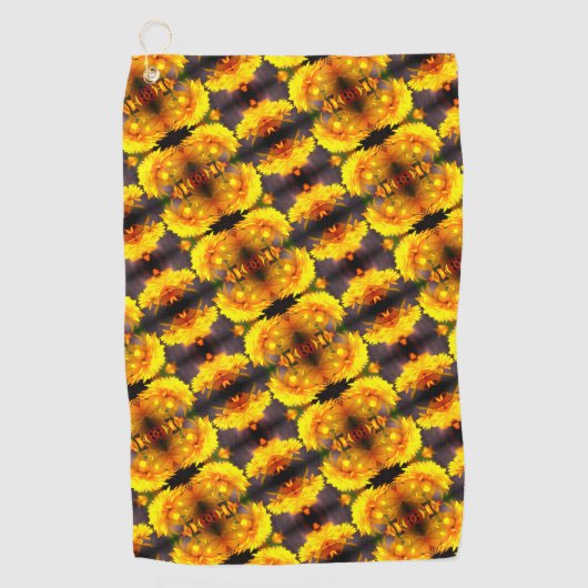 Serviette De Golf Fleurs Jaunes Au Soleil Abstrait Motif (Devant)