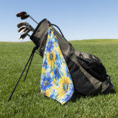 Serviette De Golf Fleurs jaunes bleues (Vert)