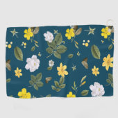 Serviette De Golf Fleurs jaunes et roses blanches (Horizontal)