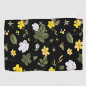 Serviette De Golf Fleurs jaunes et roses blanches 2 (Horizontal)