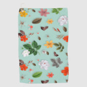 Serviette De Golf Fleurs jaunes et roses blanches 22 (Devant)