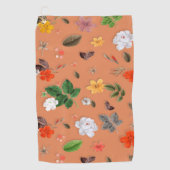 Serviette De Golf Fleurs jaunes et roses blanches 25 (Devant)
