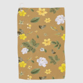Serviette De Golf Fleurs jaunes et roses blanches 4 (Devant)