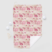 Serviette De Golf Fleurs modernes roses mignonnes motif Haut basket (En situation)
