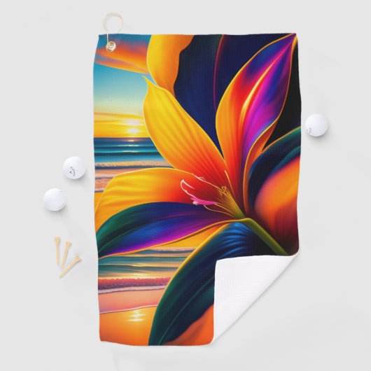Serviette De Golf Fleurs Paradisiaques tropicales (En situation)