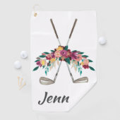 Serviette De Golf Fleurs personnalisées avec Clubs Femmes  (En situation)