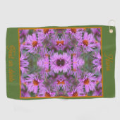 Serviette De Golf Fleurs rose Aster Abstrait Personnalisé (Horizontal)