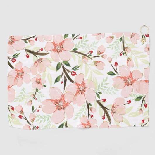 Serviette De Golf Fleurs roses (Horizontal)