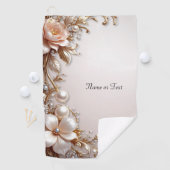 Serviette de golf Fleurs roses et blanches douces (En situation)