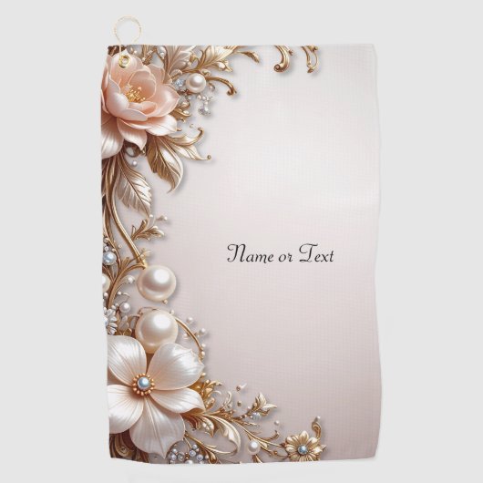 Serviette de golf Fleurs roses et blanches douces (Devant)