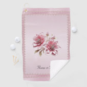 Serviette de golf Fleurs roses modernes (En situation)