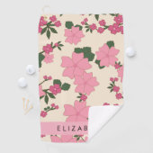 Serviette De Golf Fleurs Roses, Motif De Fleurs, Votre Nom (En situation)