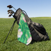 Serviette De Golf Fleurs Roses roses et Feuilles verts illustrations (Vert)