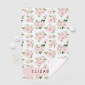 Serviette De Golf Fleurs roses, Roses, Fleurs Aquarelles, Votre Nom (En situation)