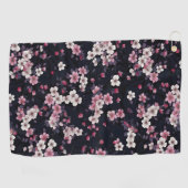 Serviette De Golf Fleurs Sakura Roses Noires, Design Motif, (Horizontal)