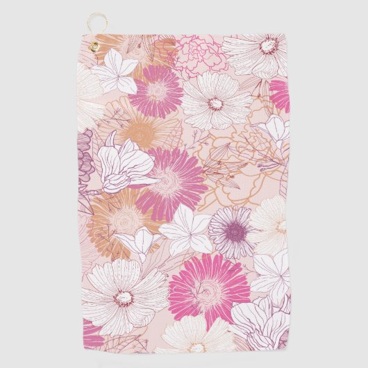 Serviette De Golf Fleurs sans couture (Devant)