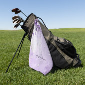 Serviette de golf Fleurs violettes avec perles pen (Vert)