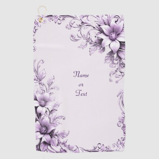 Serviette de golf Fleurs Violettes Élégantes (Devant)
