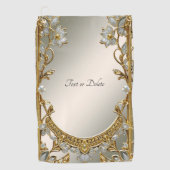 Serviette de golf Floral Blanc Or Orné (Devant)
