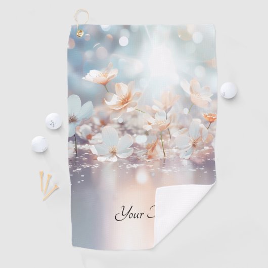 Serviette de golf Floral de Pêche Blanche (En situation)