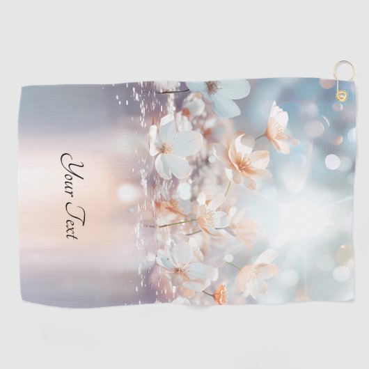 Serviette de golf Floral de Pêche Blanche (Horizontal)