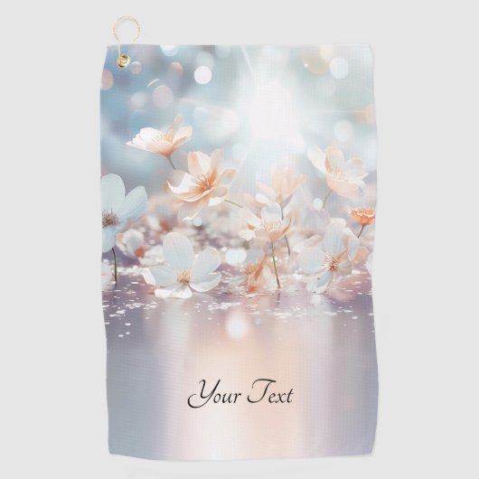 Serviette de golf Floral de Pêche Blanche (Devant)