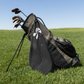 Serviette De Golf floral noir et blanc minimal (Vert)