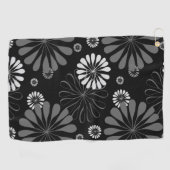 Serviette De Golf Floral noir et blanc rétro (Horizontal)