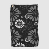 Serviette De Golf Floral noir et blanc rétro (Devant)