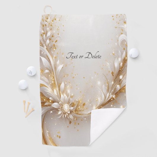 Serviette de golf Floral Or Blanc (En situation)