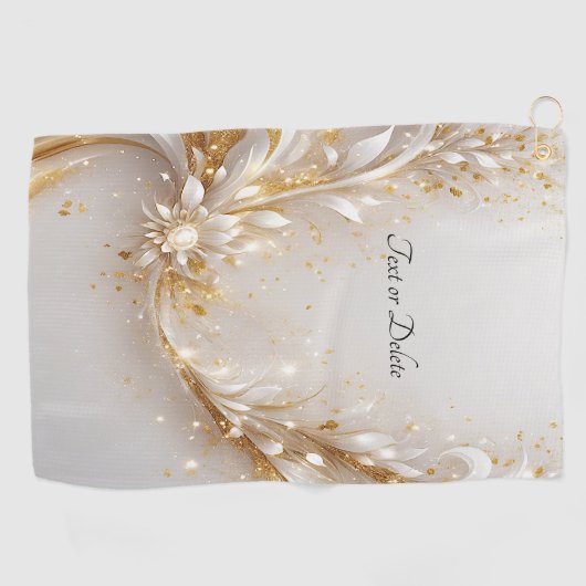 Serviette de golf Floral Or Blanc (Horizontal)