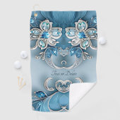 Serviette de golf Floral Orné Bleu (En situation)