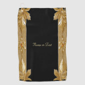 Serviette de golf Floral Orné Noir Or (Devant)