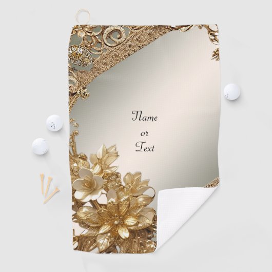 Serviette de golf Floral Orné Or Moderne (En situation)